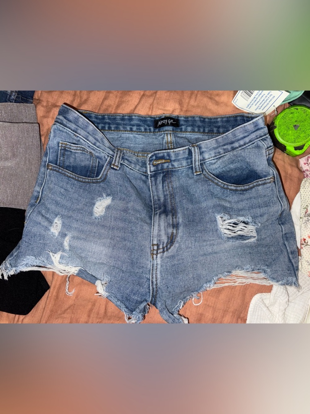 Nasty Gal Light Blue Distressed Denim Shorts - Women